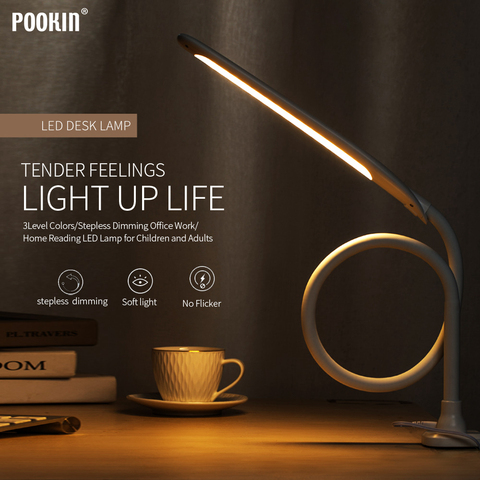 Long Arm Table Lamp Led Flexible Gooseneck Touch Dimming Desk Lamp Clip On Lamp For Reading Bedroom Led Light 3 Color Modes ► Photo 1/6