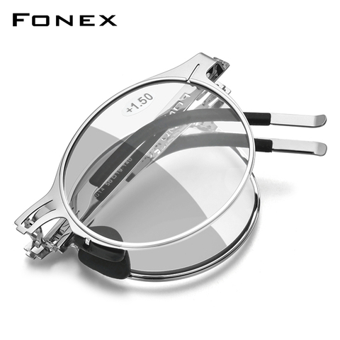 FONEX Photochromic Grey Anti Blue Blocking Folding Reading Glasses Men Women 2022 Hyperopia Screwless Foldable Eyeglasses LH014 ► Photo 1/6