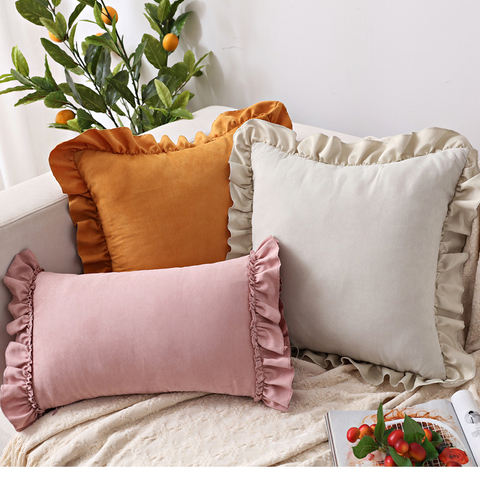 Solid Cushion Cover Pink Grey Brown Home Decorative Pillow Cover Ruffle Soft Faux Suede 45x45cm/30x50cm for sofa Bed Living room ► Photo 1/6