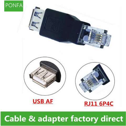 USB 2.0 A Female To RJ11 4Pin 6P4C Male Ethernet Network Phone Connector Adapter ► Photo 1/1