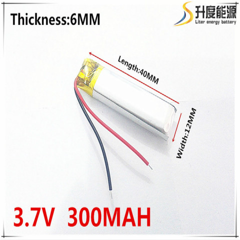 Free shipping 3.7 V 601240 lithium-ion polymer battery 300 mah vehicle traveling data recorder LED speakers ► Photo 1/1