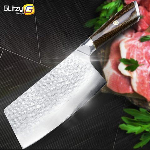 Kitchen Knife Chinese 7 Inch Cleaver Knife 7CR17 440C Forged Stainless Steel Full Tang Chef Butcher Chopper Meat Santoku Tool ► Photo 1/6
