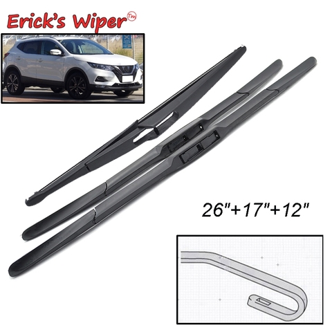 Erick's Wiper Front & Rear Wiper Blades Set For Nissan Qashqai J11 2013 - 2022 Windshield Windscreen Window 26