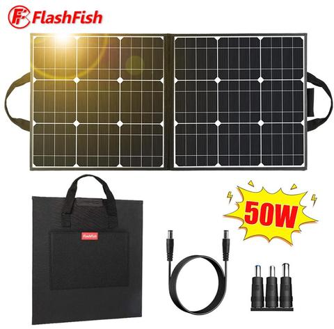 Portable Solar Panel 50W 18V Flashfish Sunpower Foldable Solar Charger Battery Cells 5V USB Outdoor Garden for Generator Phones ► Photo 1/6