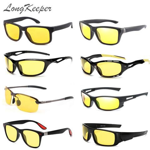 LongKeeper Night Vision Sunglasses Men Women Polarized Anti-UV Car Driver Yellow Lens Goggles Anti-Glare Safety oculos masculino ► Photo 1/6