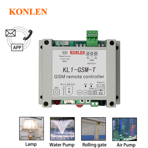 KONLEN Smart GSM Relay Controller Temperature Sensor SMS Call Remote Control Home Automation Power Switch Gate Opener Water Pump ► Photo 1/6