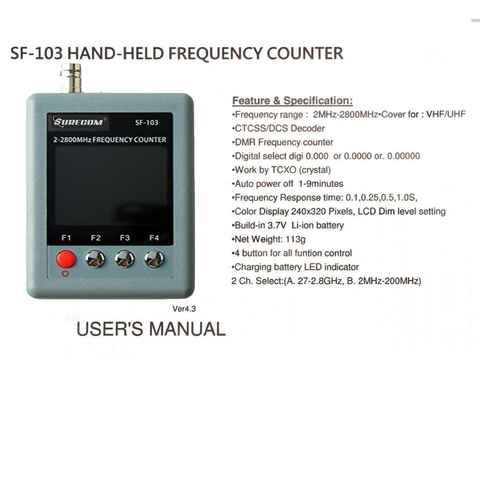 Wide Range Signal frequency Counter SF-103 SURECOM For DMR Analog Two Way Radio Walkie Talkie CTCSS CDCSS TCXO Meter Measurement ► Photo 1/6