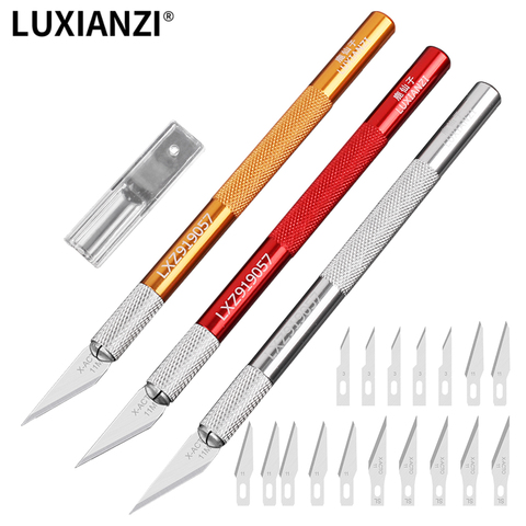 LUXIANZI Metal Scalpel Knife Non-slip Cutter Engraving Craft Knives Blades for Scalpel Stationery PCB Repair DIY Hand Tools ► Photo 1/6
