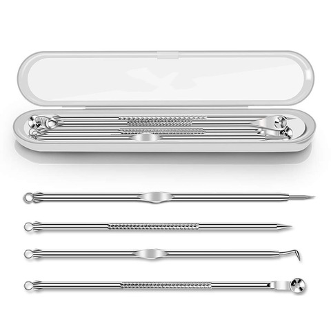 Dighealth 4PCS Stainless Steel Blackhead Remover Extraction Pimple Comedone Acne Extractor Whitehead blemish Popper Kit ► Photo 1/6
