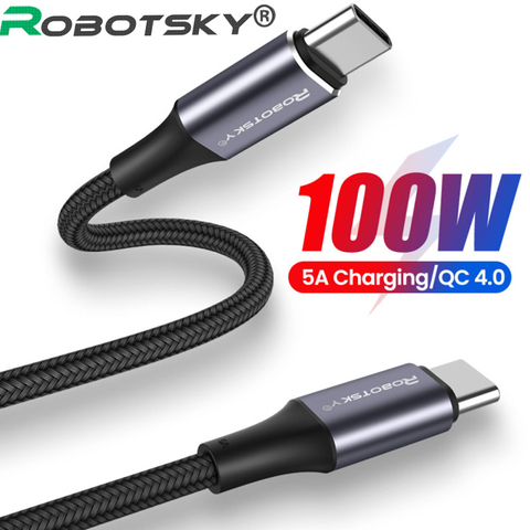 100W/60w PD QC4.0 Fast Charging Type C Cable USB Type C To Type C Quick Charger Nylon Cable For Macbook ipad Samsung S20 Huawei ► Photo 1/6