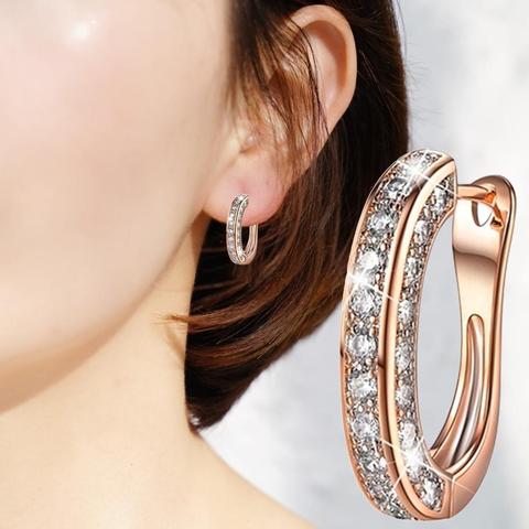 Newest Elegant Women Fashion Rhinestone Decoration Ear Stud Rings Hoop Earrings 2022 Party Accessories Jewelry Gifts ► Photo 1/1