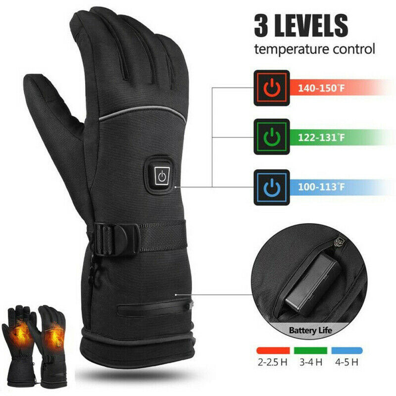 Winter Electric Heated Gloves Battery Powered Touchscreen Windproof  Motorcycle 