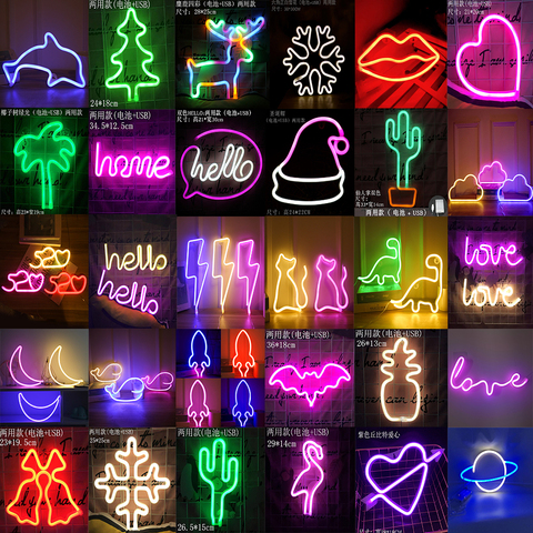 LED Neon Light Wall Art Decoration Usb Power Colorful Sign Light Various Shapes for Game Room Bedroom Family Party Holiday New ► Photo 1/6
