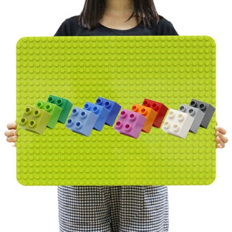 512 Duploes Big Bricks Base Plate 16*32 Dots 51*25.5cm Baseplate Big Size Building Blocks Floor Toys DIY Compatible Green Board ► Photo 1/5