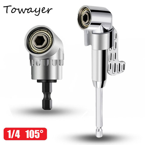 105 Degree Angle Screwdriver Set Holder Adapter Adjustable Bits Nozzles Angle Screw Driver Tool 1/4
