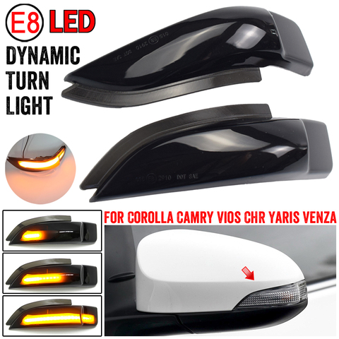 For Toyota Corolla Camry Prius Vios CHR Yaris Venza Avalon Altis LED Dynamic Turn Signal Light Sequential Side Mirror Indicator ► Photo 1/6