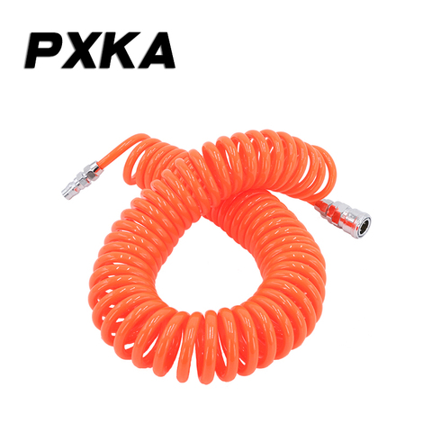 Free shipping PU Spring Air Pipe Air Compressor Air Rope High Pressure Telescopic Hose Spiral Spring Pipe Belt Connector ► Photo 1/6