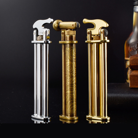 Ultra thin brass lighter gas grinding wheel. slim pure copper vintage personality cigarettes accessory ► Photo 1/1