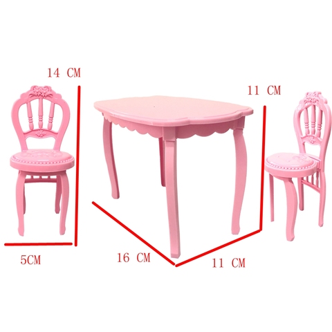 NK 3 Items/Set Doll Accessories 2 Fashion Chairs +1 Modern Table For Barbie Furniture Dining Home Toys Girl Gift 2X ► Photo 1/6