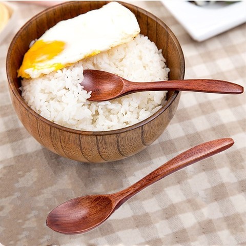 1pc 18cm Natural Wooden Spoon Tea Honey Coffee Dining Cooking Mixing Soup Spoons Eco-Friendly Home Kitchen Wooden Tableware ► Photo 1/6