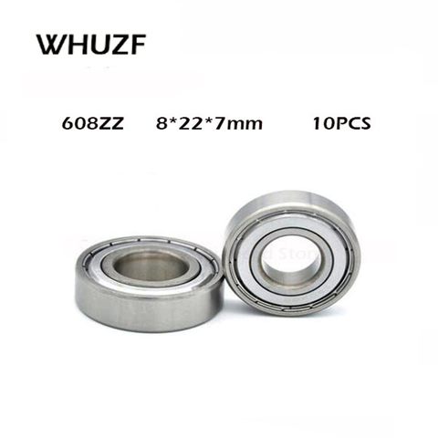 10pcs Double Shielded Miniature High-carbon Steel Single Row 608ZZ ABEC-1 Deep Groove Ball Bearing 8*22*7 8x22x7 MM 608 ZZ ► Photo 1/6