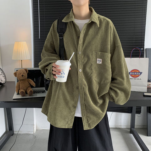 Privathinker Men's Corduroy Long Sleeve Shirts Autumn Korean Shirt Woman Fashion Casual Oversize Shirt Printed Clothing ► Photo 1/6