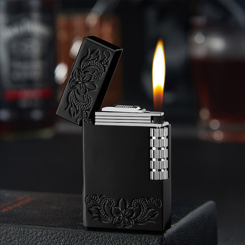 Fashion Bussiness Gas Lighter Gasoline Flint Lighter Bright Sound Cigarette Lighter Men Metal Gas Inflatable Butane Lighters ► Photo 1/6