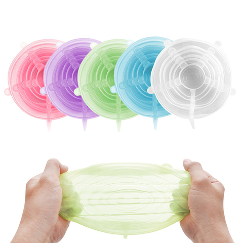 Silicone Stretch Lids, 6-Pack Various Sizes Cover for Bowl, European-Grade Silicone kitchen accessories ► Photo 1/6