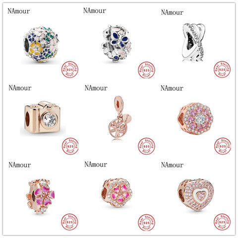 2022 new rose gold free shipping family tree  diy bead fit Original Pandora charms silver 925 Bracelet jewelry for women F283 ► Photo 1/6