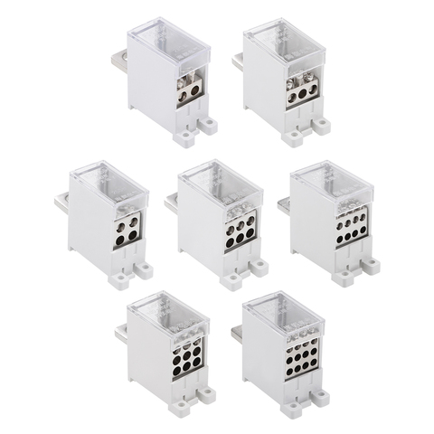 uxcell 1 In 2/3/4/6/8/9/12 Out DIN Rail Terminal Blocks 250A Max Input Distribution Block for Circuit Breaker Gate Motors ► Photo 1/1