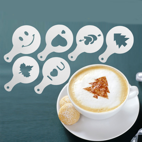 16pcs Coffee Stencil Cafe Barista Tools Latte Art Maker Cappuccino