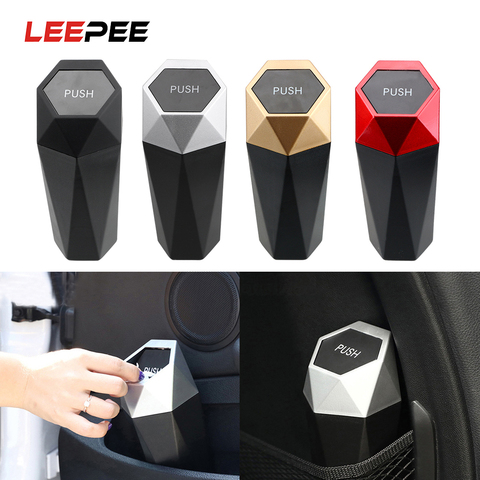 LEEPEE Mini Car Trash Can Portable Dustbin with Lid Leak-proof Auto Trash Bin For Automotive Home Bedroom Office Garbage Bin ► Photo 1/6