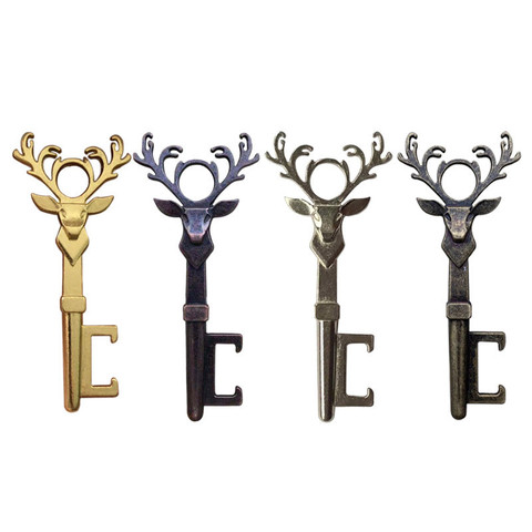 Christmas Deer Head Beer Bottle Opener Keychain Zinc Alloy Vintage Key Ring Pendant Bottle Opener For Festival Party Bar Gift ► Photo 1/6