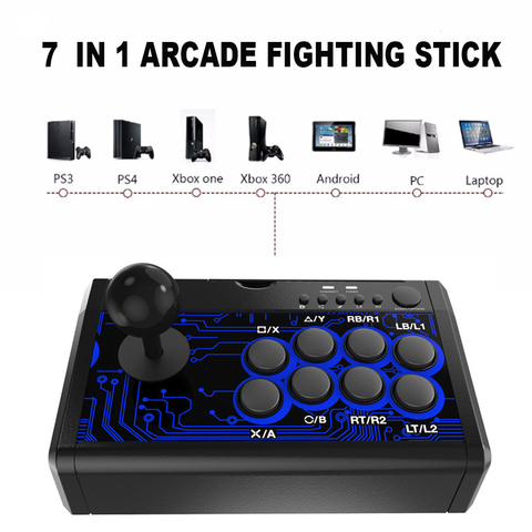7 IN 1 USB Wired Arcade Fighting Stick Joystick With Metal Base For PS4/ SWITCH/P3/PC/Android Series / XBoxOne(S)/360 Controller ► Photo 1/6