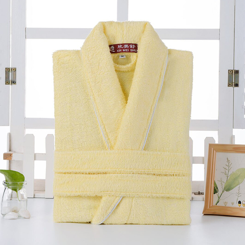 Cotton Bathrobe Towel Terry Robe Lovers Hotel Robe Solid Men's Robe Bathrobe Soft Sleeprobe Male&Female Casual Homewear Summer ► Photo 1/6