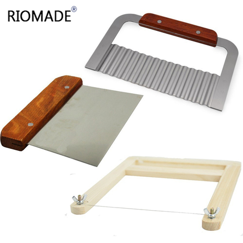 3 Kinds Stainless Steel Soap Cutter With Hardwood Handle For Soap Cutting Cake Potato Wave Cutter Straight And Wire Cutter Tools ► Photo 1/6