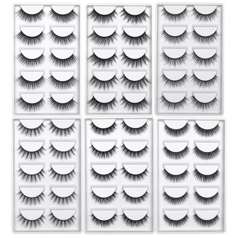 5Pairs 3D Mink False Eyelashes Makeup Natural Eyelash Extension Wispy Lashes Handmade Cruelty-free Criss-cross Fake Eyelash ► Photo 1/6