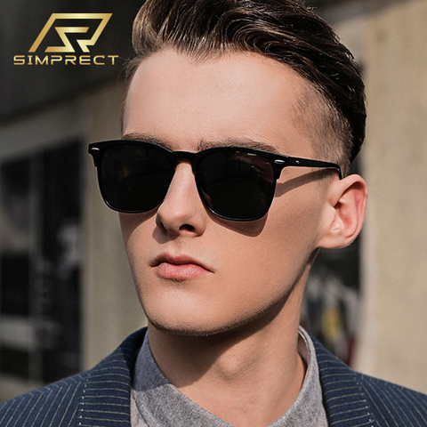 SIMPRECT Polarized Sunglasses Men 2022 Retro Mirror Square Sunglasses Vintage Anti-Glare Driver's Sun Glasses For Men Oculos ► Photo 1/6