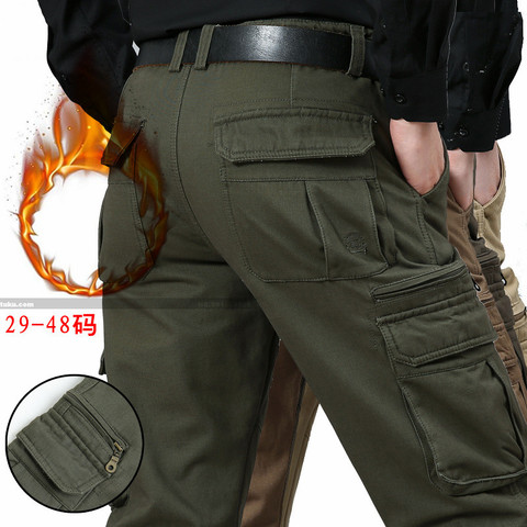 Cargo Pants Men Thick Warm Fleece Winter Mens Pants Military Tactical Army Men Trousers swat pants Big Size 29- 44 46 48 ► Photo 1/6