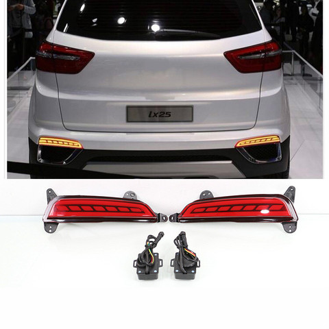 1Pair For Hyundai Creta ix25 2014 2015 2016 2017 Car Rear Bumper Light Multifunction Brake Lights LED Rear Fog Lamp turn Signal ► Photo 1/5