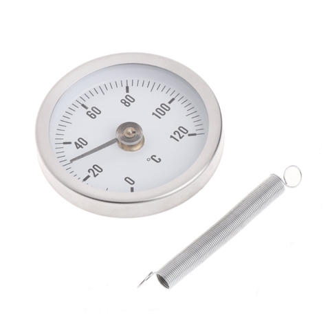 Pipe Clip-On Dial Thermometer Temperature Bimetal Temp Gauge & Spring 63mm 120℃ ► Photo 1/6