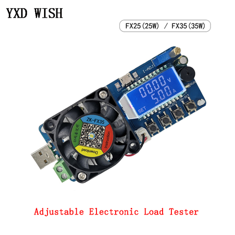 Adjustable Electronic Load Tester LED Digital USB Voltmeter Ammeter Battery Capacity Power Supply 4A/5A 25W/35W Detector Monitor ► Photo 1/1