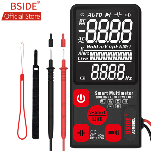 BSIDE ADMS9CL EBTN Digital Multimeter 3.5” LCD 3-Line Display 9999 Counts TRMS Auto Range Voltage Capacitance Diode Resistance ► Photo 1/6