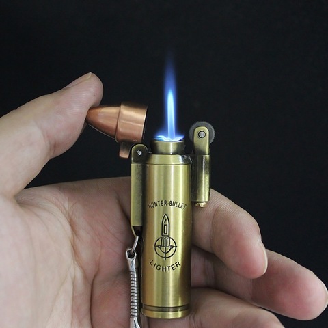 Creative Bullet Flint Lighter Compact Gas Turbo Torch Jet Lighter Keychain Pendant Grinding Wheel Windproof Lighter Inflated ► Photo 1/6