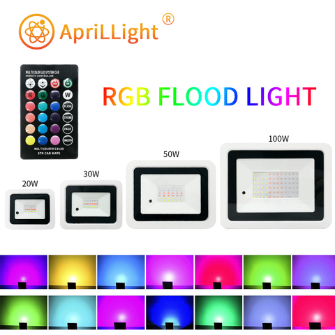 Led RGB Flood Light 20W 30W 50W 100W IP68 Outdoor Spotlight 220V/110V RGB Reflector Projector Lamp With Color Remote Controller ► Photo 1/6