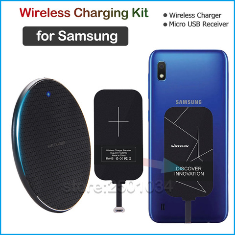 Qi Wireless Charging for Samsung Galaxy On6 M10 A6 A7 A6+ 2022 A10 A10S A01 Wireless Charger+Micro USB Receiver ► Photo 1/6