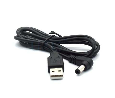 90 Right Angled USB to 5.5 mm/2.1 mm 5 Volt DC Barrel Jack Charger DC 5.5*2.1 Power Cable 1m 3ft Type interface converter ► Photo 1/5