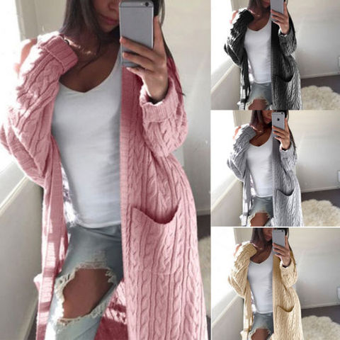 Hot Women Long Cardigan Sweater Top Long Sleeve loose knitting cardigan sweater Women Knitted Female Cardigan pull femme ► Photo 1/6