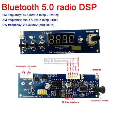 Bluetooth 5.0 radio Shortwave full band radio DSP FM stereo receiver module FM 64-108MHZ AM SW 2.3-30MHZ W POWER amplifier ► Photo 1/3