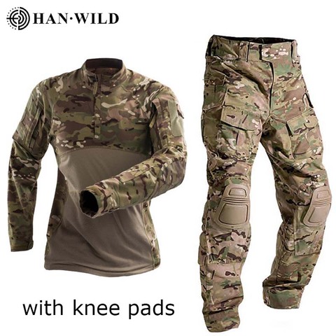 Outdoor Military Uniform Tactical Combat Shirt US Army Clothing Tatico Tops Airsoft Multicam Camouflage Hunting Pants Knee Pads ► Photo 1/6
